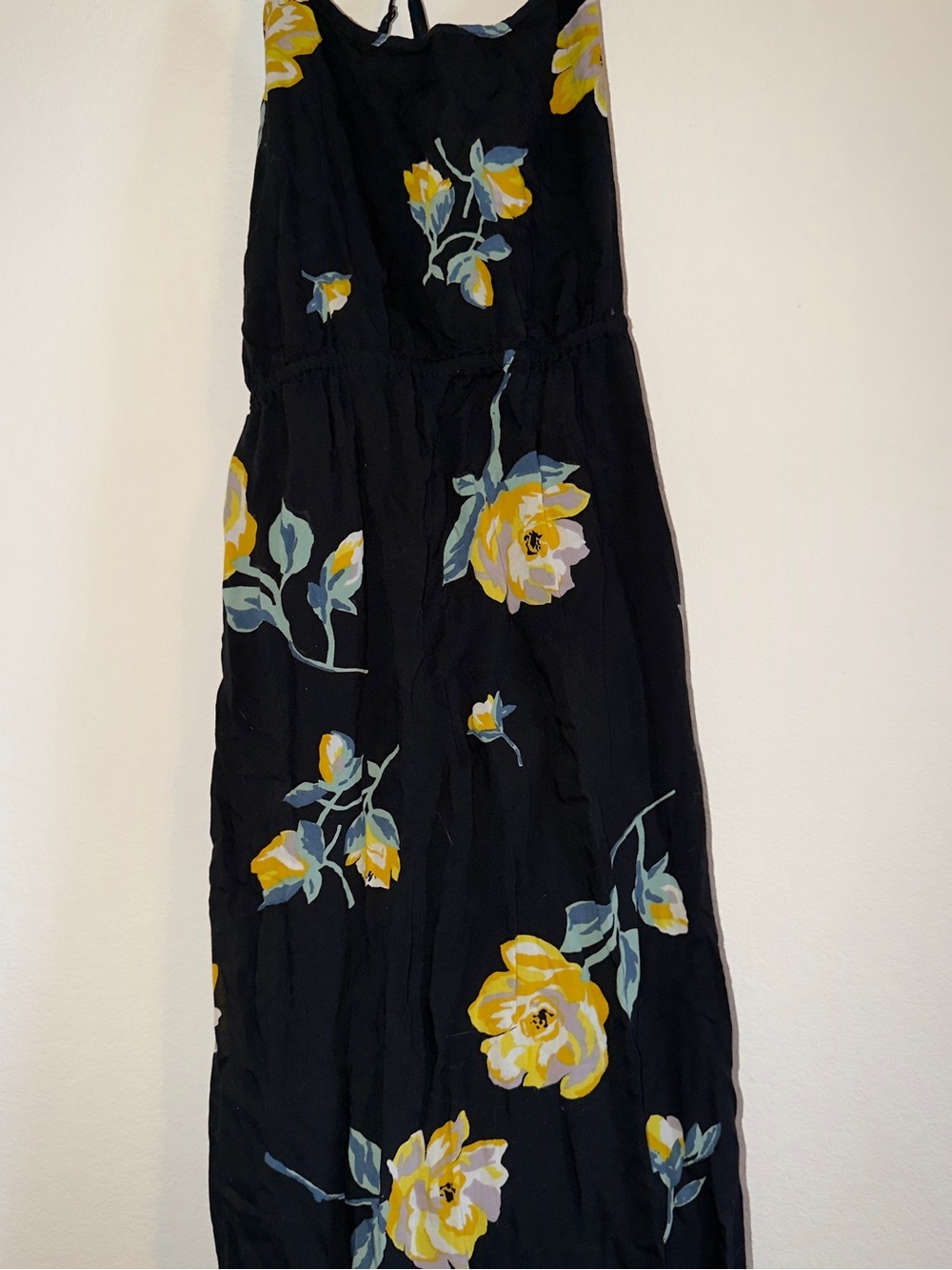 Volcom Black Maxi Dress with Yellow Floral Print